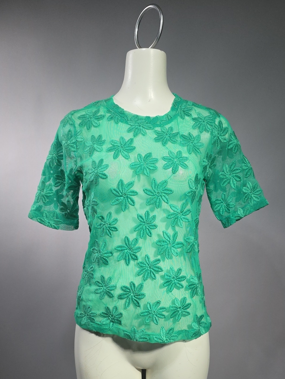 Floral Embroidered Short Sleeve Top in Teal R15